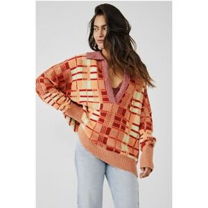 Free People Women's Oversized Ruben Sweater Size XS NWT Dopamine Boho 70's Retro